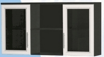 Антресоль большая с двумя стеклодверями ДЛЯ ГОСТИНОЙ АБС-2 Венге/Дуб выбеленный в Ленске - lensk.katalogmebeli.com | фото
