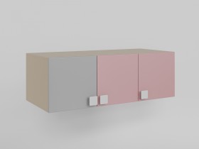 Антресоль на шкаф 3-х створчатый (Розовый/Серый/корпус Клен) в Ленске - lensk.katalogmebeli.com | фото