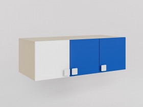 Антресоль на шкаф 3-х створчатый Скай люкс (Синий/Белый/корпус Клен) в Ленске - lensk.katalogmebeli.com | фото