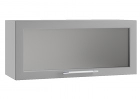 Барселона ШВГС 800 Шкаф верхний горизонтальный со стеклом (Седой клён/корпус Белый) в Ленске - lensk.katalogmebeli.com | фото