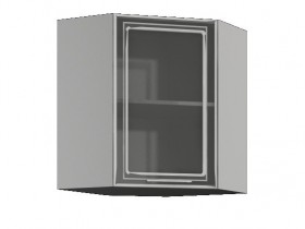 Бетон ШВУС 550*550 Шкаф верхний угловой с одной дверцей со стеклом в Ленске - lensk.katalogmebeli.com | фото