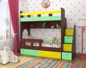 Детская двухъярусная кровать Юниор-1 Белый/Синий Распродажа в Ленске - lensk.katalogmebeli.com | фото 4