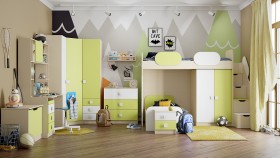 Детская комната Эппл (Зеленый/Белый/корпус Клен) в Ленске - lensk.katalogmebeli.com | фото 13