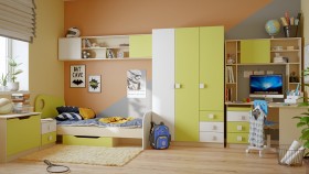 Детская комната Эппл (Зеленый/Белый/корпус Клен) в Ленске - lensk.katalogmebeli.com | фото 11