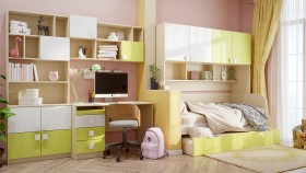 Детская комната Эппл (Зеленый/Белый/корпус Клен) в Ленске - lensk.katalogmebeli.com | фото 12