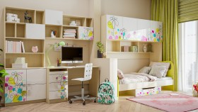 Детская комната Флёр (Белый/корпус Клен) в Ленске - lensk.katalogmebeli.com | фото