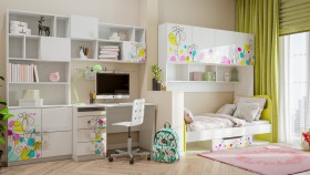 Детская комната Флер (Белый/корпус Выбеленное дерево) в Ленске - lensk.katalogmebeli.com | фото 2