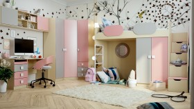 Детская комната Грэйси (Розовый/Серый/корпус Клен) в Ленске - lensk.katalogmebeli.com | фото