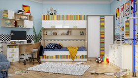 Детская комната Клаксон без машинок (Белый/корпус Клен) в Ленске - lensk.katalogmebeli.com | фото 5