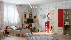 Детская комната Ретвит (Бежевый/Красный/корпус Клен) в Ленске - lensk.katalogmebeli.com | фото 5