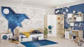 Детская комната Санни (Белый/корпус Клен) в Ленске - lensk.katalogmebeli.com | фото 2
