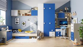 Детская комната Скай (Синий/Белый/корпус Клен) в Ленске - lensk.katalogmebeli.com | фото