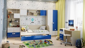 Детская комната Скай Люкс (Синий/Белый/корпус Клен) в Ленске - lensk.katalogmebeli.com | фото 1