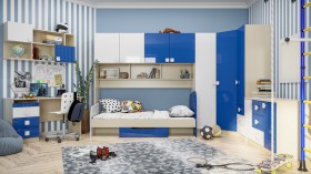 Детская комната Скай Люкс (Синий/Белый/корпус Клен) в Ленске - lensk.katalogmebeli.com | фото 3