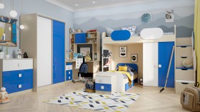 Детская комната Скай Люкс (Синий/Белый/корпус Клен) в Ленске - lensk.katalogmebeli.com | фото 5