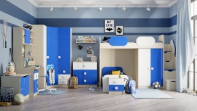 Детская комната Скай Люкс (Синий/Белый/корпус Клен) в Ленске - lensk.katalogmebeli.com | фото 7