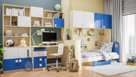 Детская комната Скай Люкс (Синий/Белый/корпус Клен) в Ленске - lensk.katalogmebeli.com | фото 9