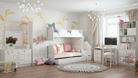 Детская комната Совушки (Белый/корпус Выбеленное дерево) в Ленске - lensk.katalogmebeli.com | фото 3