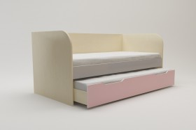 Диван-кровать Грэйси (Розовый/Серый/корпус Клен) в Ленске - lensk.katalogmebeli.com | фото 2