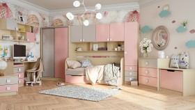 Диван-кровать Грэйси (Розовый/Серый/корпус Клен) в Ленске - lensk.katalogmebeli.com | фото 9