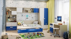 Диван-кровать Скай люкс (Синий/Белый/корпус Клен) в Ленске - lensk.katalogmebeli.com | фото 2
