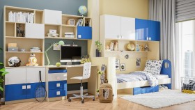 Диван-кровать Скай люкс (Синий/Белый/корпус Клен) в Ленске - lensk.katalogmebeli.com | фото 4