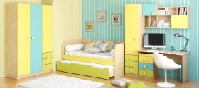 Диван-кровать Смайли (Желтый/Зеленый/корпус Клен) в Ленске - lensk.katalogmebeli.com | фото 2