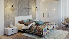 Двуспальная кровать «Наоми» (Белый глянец) в Ленске - lensk.katalogmebeli.com | фото 4