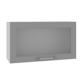 Гарда ВПГС 800 шкаф верхний горизонтальный со стеклом высокий (Белый патина/корпус Серый) в Ленске - lensk.katalogmebeli.com | фото