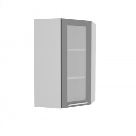 Гарда ВПУС 550 шкаф верхний угловой со стеклом высокий (Белый патина/корпус Серый) в Ленске - lensk.katalogmebeli.com | фото
