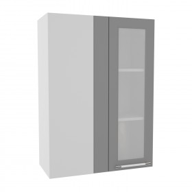 Гарда ВПУС 650 шкаф верхний угловой со стеклом высокий (Белый/корпус Серый) в Ленске - lensk.katalogmebeli.com | фото