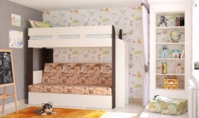 Кровать с диваном 75 Карамель Атлант (Венге Магия /Сосна Карелия/Савана) в Ленске - lensk.katalogmebeli.com | фото