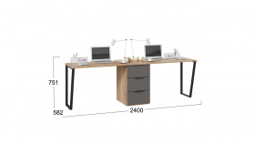 Комплект столов письменных с 1 тумбой универсальной «Порто» в Ленске - lensk.katalogmebeli.com | фото 2