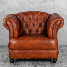 Кресло кожаное Лофт Честер-Нью (Коричневый, Рыжий) в Ленске - lensk.katalogmebeli.com | фото 7