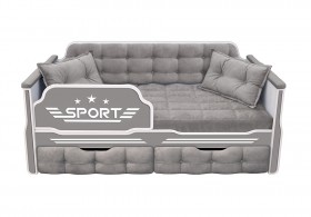 Кровать 160 серии Спорт 2 ящика 45 Серый (подушки) в Ленске - lensk.katalogmebeli.com | фото