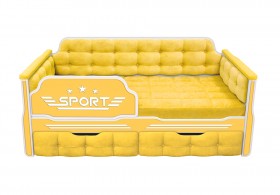 Кровать 160 серии Спорт 2 ящика 74 Жёлтый (мягкие боковые накладки) в Ленске - lensk.katalogmebeli.com | фото