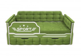 Кровать 160 серии Спорт 2 ящика 76 Зелёный (мягкие боковые накладки) в Ленске - lensk.katalogmebeli.com | фото 1