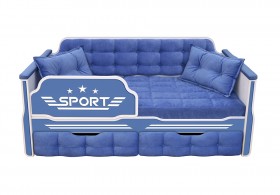 Кровать 160 серии Спорт 2 ящика 85 Синий (подушки) в Ленске - lensk.katalogmebeli.com | фото 1