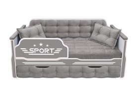 Кровать 170 серии Спорт 1 ящик 45 Серый (подушки) в Ленске - lensk.katalogmebeli.com | фото
