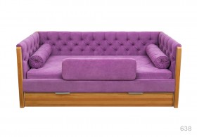 Кровать 180 серии Леди + ящик 32 Фиолетовый (мягкий бортик/подушка валик) в Ленске - lensk.katalogmebeli.com | фото