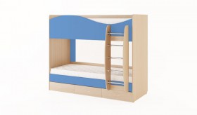 Кровать 2-х ярусная с ящиками (Беленый дуб/Синий) в Ленске - lensk.katalogmebeli.com | фото 4