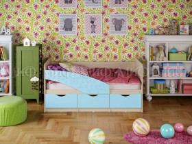 Кровать Бабочки 1,6м (Голубой матовый) в Ленске - lensk.katalogmebeli.com | фото