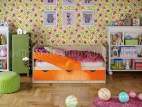 Кровать Бабочки 1,6м (Оранжевый металлик) в Ленске - lensk.katalogmebeli.com | фото