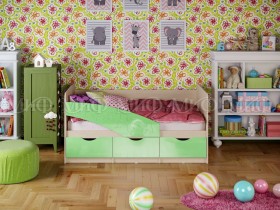 Кровать Бабочки 1,6м (Салатовый металлик) в Ленске - lensk.katalogmebeli.com | фото 1