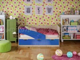Кровать Бабочки 1,6м (Синий металлик) в Ленске - lensk.katalogmebeli.com | фото