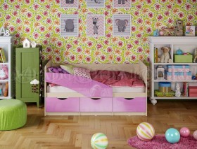 Кровать Бабочки 1,6м (Сиреневый металлик) в Ленске - lensk.katalogmebeli.com | фото