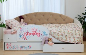 Кровать детская Эльза с бортиком Принцесса Белый/Бежевый в Ленске - lensk.katalogmebeli.com | фото