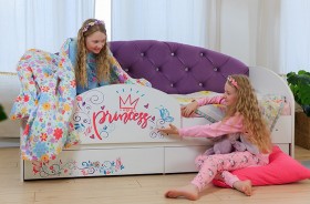 Кровать детская Эльза с бортиком Принцесса Белый/Фиолетовый в Ленске - lensk.katalogmebeli.com | фото