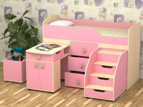 Кровать детская Фея 1.6 Дуб молочный/Розовый в Ленске - lensk.katalogmebeli.com | фото 1