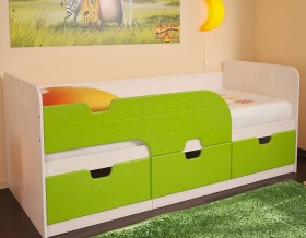 Кровать детская Минима 1,86м с ящиками (дуб атланта/лайм глянец) в Ленске - lensk.katalogmebeli.com | фото
